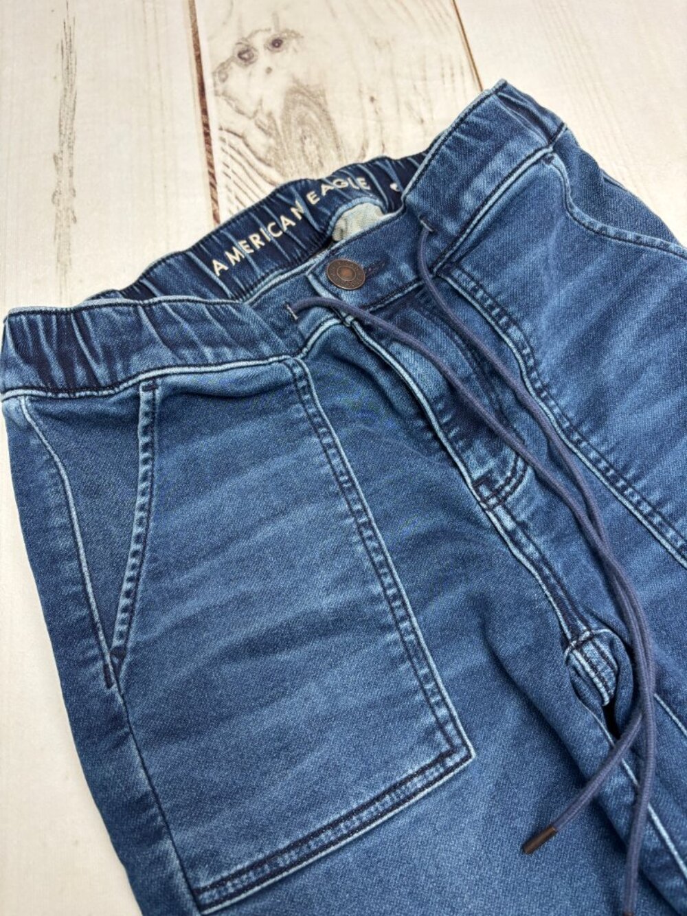 American Eagle Next Level Denim Joggers Women 4 Regular Mid Rise Stretch Blue - Picture 14 of 14